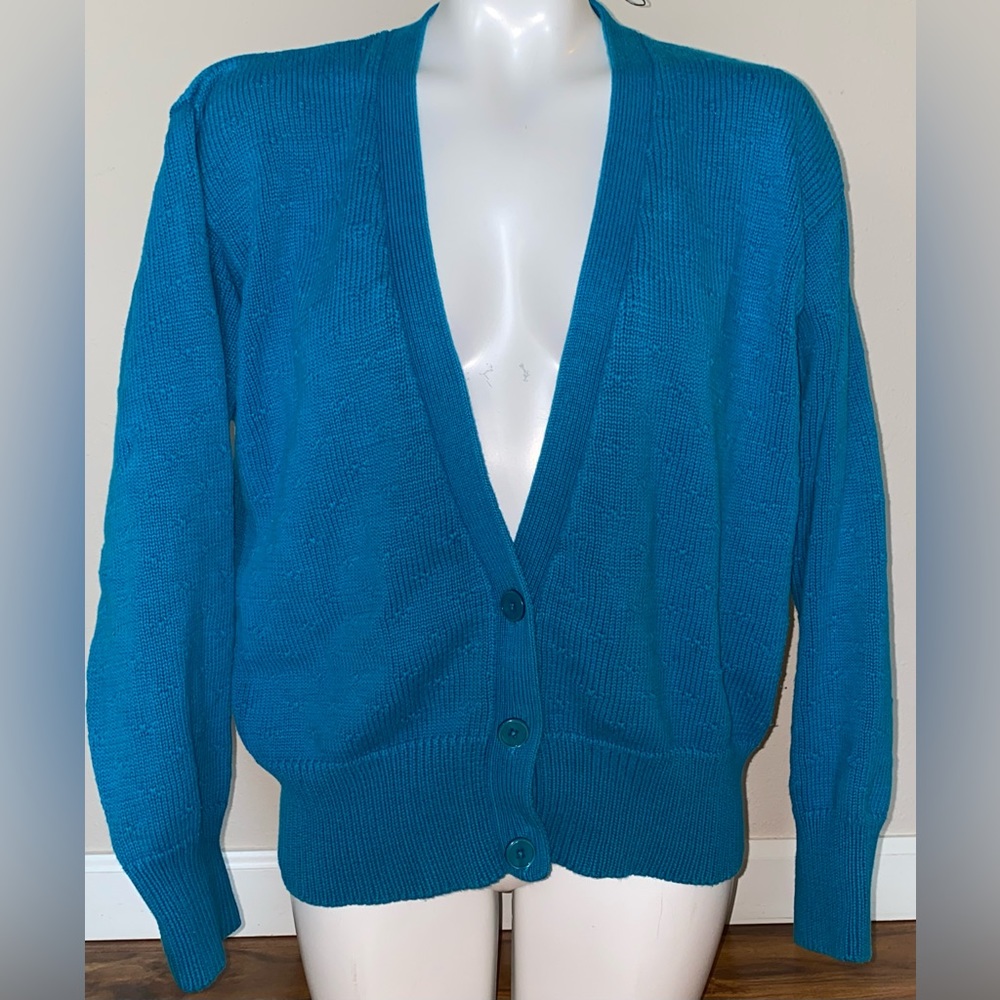 Essential Elements Light Blue Button Up Sweater